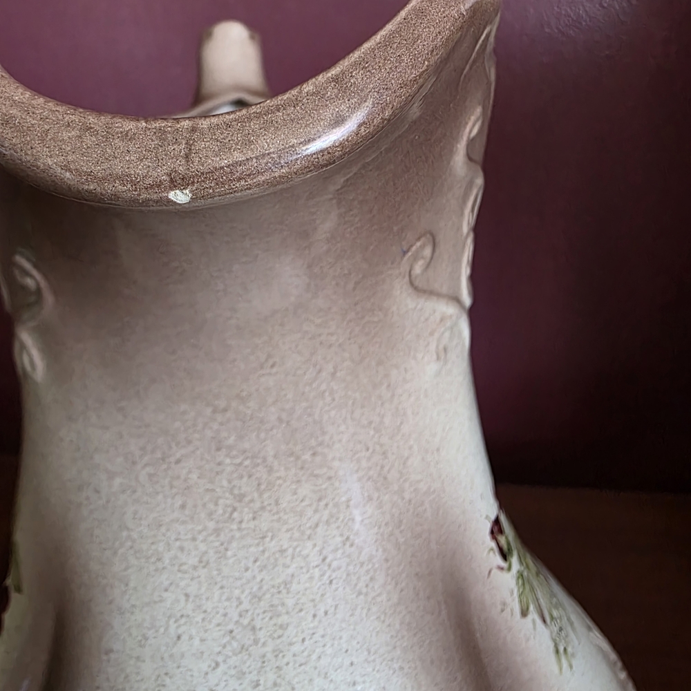 Decorative Cream and Pink Floral Ceramic Pitcher Ironstone Pretty Vintage - Picture 8 of 8
